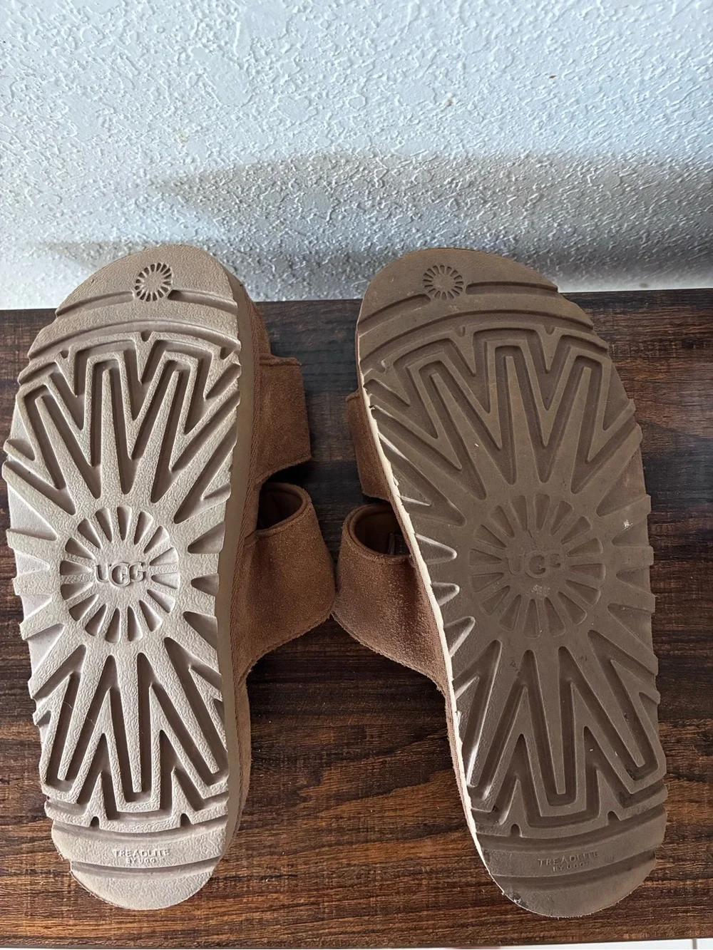 UGG Greer Brown Suede Double-Strap Platform Slides
